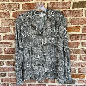 Annie Alexander vintage long sleeve print blouse size medium prop